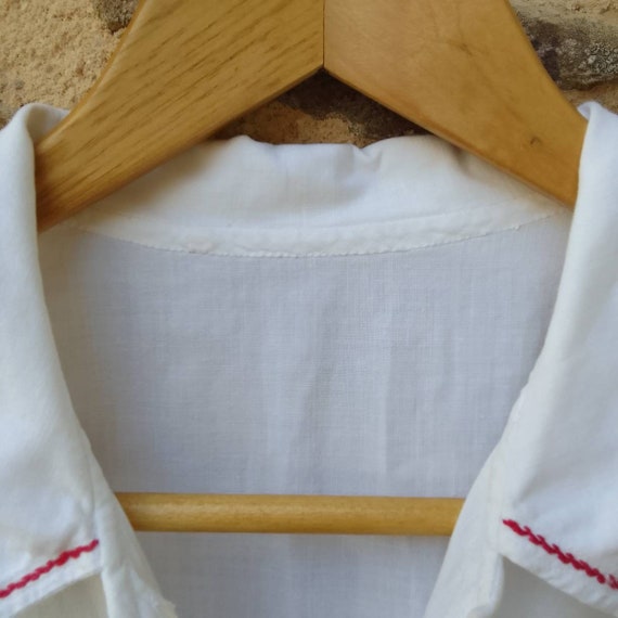 Genuine French Linen Smock Shirt  |  White with E… - image 6