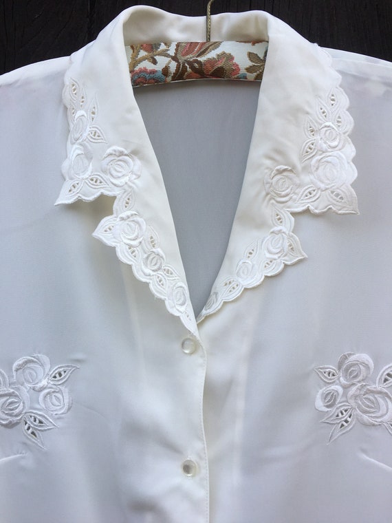 Vintage PRAIRIE BLOUSE Cream Embroidery