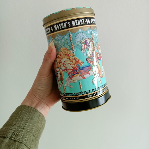 Vintage Musical Tin, Carousel Tin Storage: Fortnum & Mason's Merry Go Round Music Box