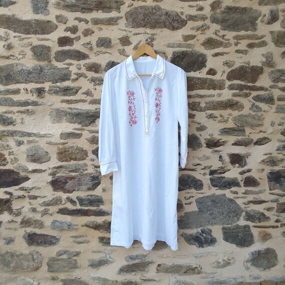 Genuine French Linen Smock Shirt  |  White with E… - image 1