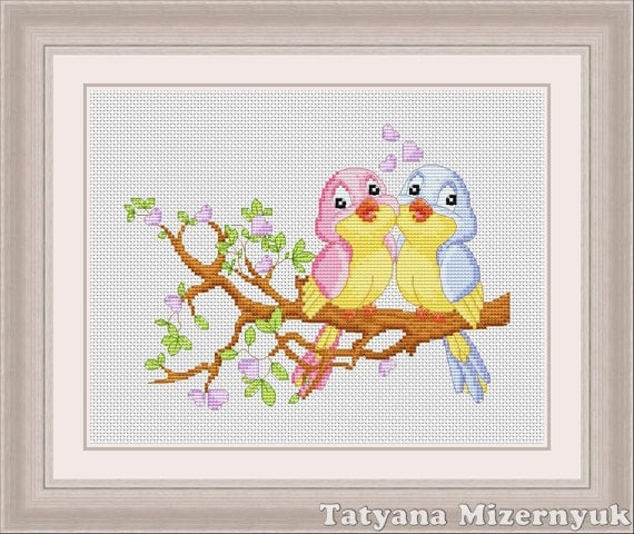 Cross Stitch Pattern Love Birds