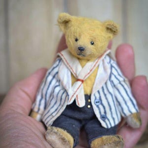 Miniature teddy bear Jens 4in for dollhouse