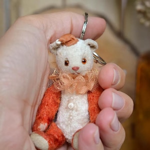 Miniature teddy bear Paul 3in for dollhouse