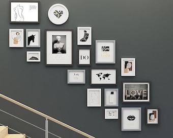 18 pieces wood picture frame set black brown photo frames combination staircase wall decoration