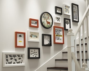 13 Teile Massivholz Fotorahmen Set Vintage Galerierahmen Kombination Treppenhaus Wanddekoration