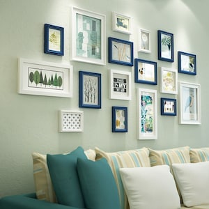17 pieces/set wood picture photo frame set white black mixed wall hanging picture frame combination gallery wall  frames home decor