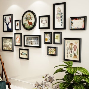 14 pieces/set solid wood picture frame set gallery wall frame set white black wall hanging photo frame combination wall decoration