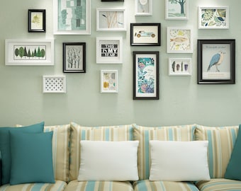 17 pieces wood picture photo frame set white blue photo frames combination home decor