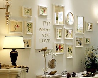 16 pieces pine wood picture frame set photo frame combination wall gallery frames