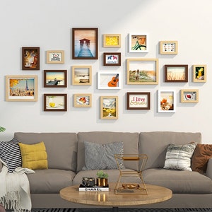 20 Pieces/set Wood Picture Frame Set Black White Retro Wall Hanging ...