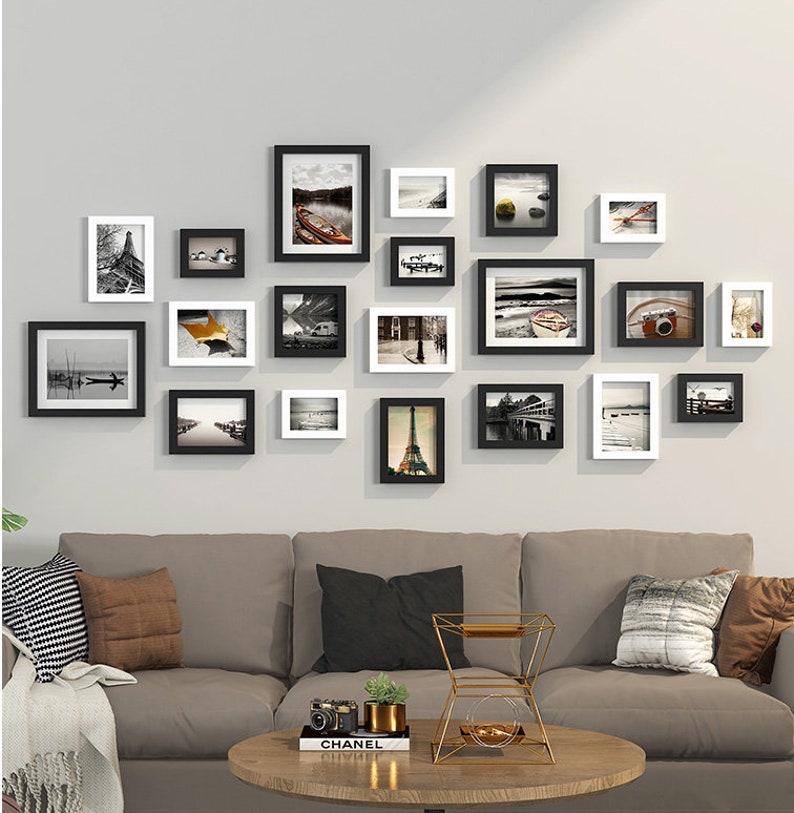 20 Pieces/set Wood Picture Frame Set Black White Retro Wall Etsy