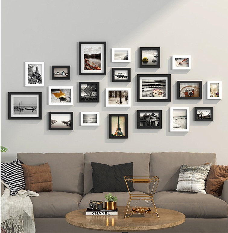 20 Pieces/set Wood Picture Frame Set Black White Retro Wall - Etsy