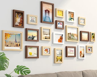 20 pieces wood picture frame set vintage photo framed combination wall decoration