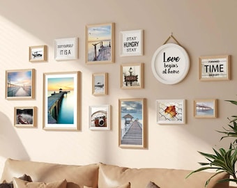 15 pieces solid wood picture frame set wall hanging photo frames combination home decoration