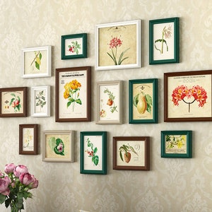 15 pieces/set solid wood picture frame set different colors mixed wall hanging photo frame combination euroopean living room wall decor