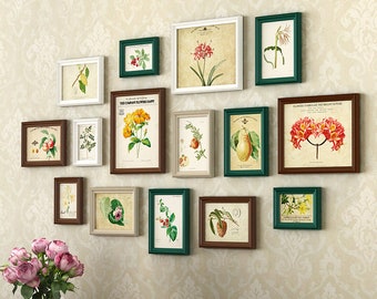 15 pieces solid wood picture frame set mixed color photo frame combination home decoration