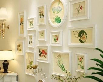 14 pieces/set solid wood pictureframe set white color european wall hanging  photo frame combination living room wall decoration