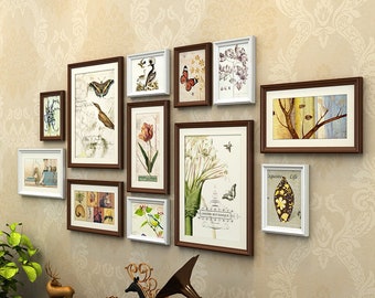 12 pieces wood picture frame set vintage brown photo frames combination living room decoration