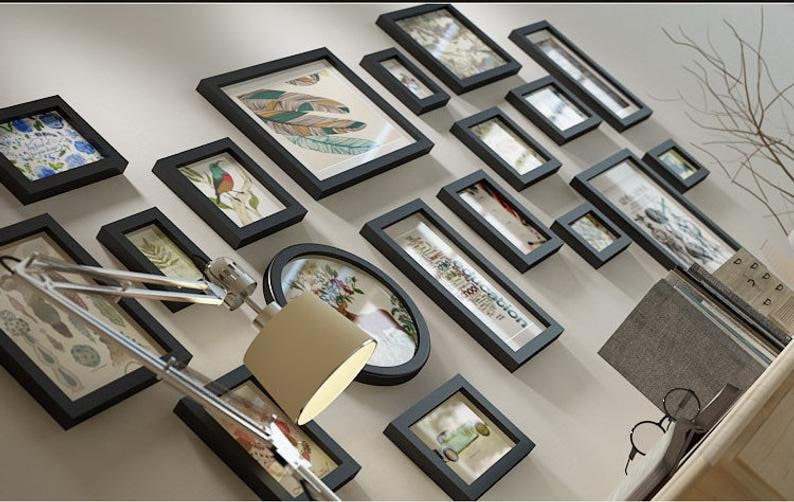 18 Pieces/set Solid Wood Picture Photo Frame Set Black Color Etsy