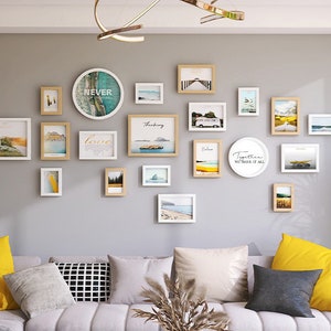 20 Pieces One Set Solid Wood Picture Photo Frame Set White and Natural ...