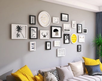 20 pieces solid wood photo frame set white black picture frames combination wall gallery