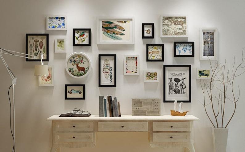 18 Pieces/set Solid Wood Picture Photo Frame Set White Black Mixed ...