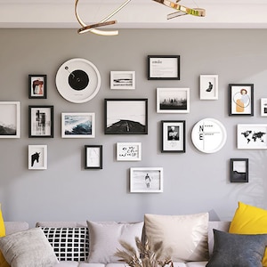 20 Pieces One Set Solid Wood Picture Photo Frame Set White and Natural ...