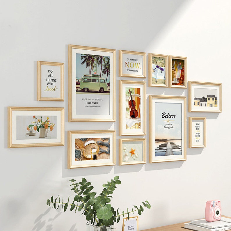 12 Pieces/set Solid Wood Picture Frame Set White Borwn Etsy