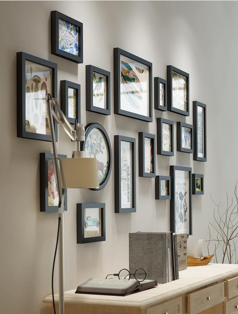 18 Pieces/set Solid Wood Picture Photo Frame Set Black Color Etsy