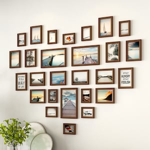 27 pieces/set solid wood picture frame set brown original wall  photo frame combination wall gallery frames set