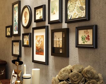 11 pieces Pine wood photo frame set vintage picture wall gallery frames home decoration