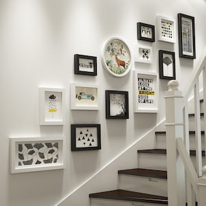 13 pieces/set solid wood picture photo frame set white black brown color frames wall gallery frames set staircase wall decoration