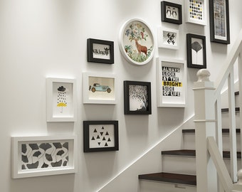 13pieces solid wood photo frame set  wall gallery picture frames combination staircase wall decoration