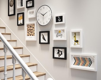 13 pieces wood photo frame set black white picture frames combination staircase wall decoration