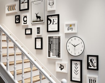 18 pieces/set solid wood picture photo frame set white black wall picture frame combination wall gallery frames set  staircase frames