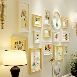 14 pieces/set solid wood picture frame set white orginal wall hanging photo european frame cobination living room wall decor