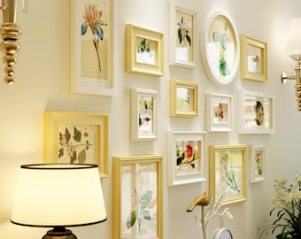 14 pieces solid wood picture frame set white original photo frames gallery wall decoration