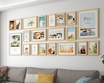 20pieces pine wood picture frame set vintage photo frames combination living room wall gallery