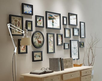 18 pieces wood photo frame set wall hanging picture frames living room wall decoration
