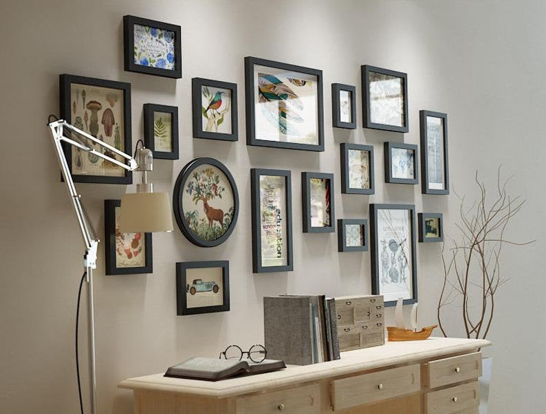 18 Pieces/set Solid Wood Picture Photo Frame Set Black Color Etsy