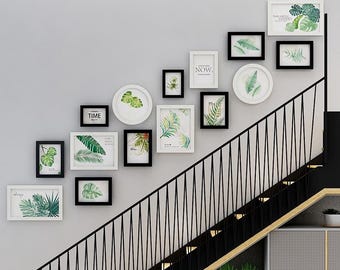 15 Stück Kiefernholz Bilderrahmen Set Fotorahmen Kombination Treppe Wand Galerierahmen