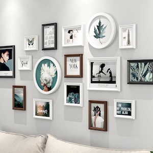 16 pieces/set solid wood picture frame set black white wall hanging photo frame combination Living Room wall decoration