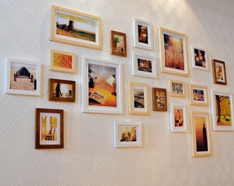 20 pieces solid wood picture frame set photo frames combination wall gallery decoration