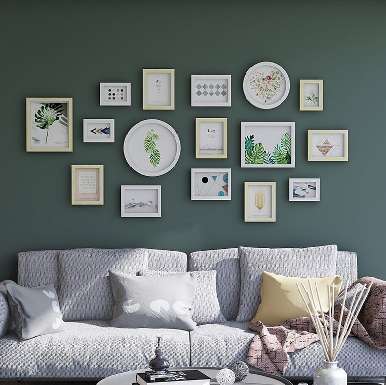 16 Pieces/set Solid Wood Picture Photo Frame Set Black White Etsy