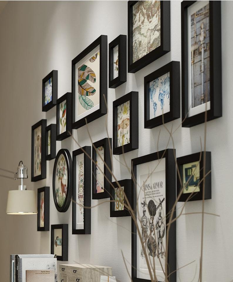 18 Pieces/set Solid Wood Picture Photo Frame Set Black Color Etsy