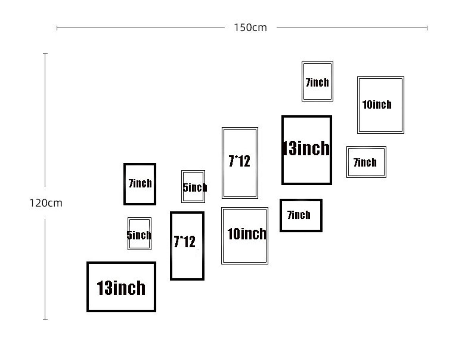 12 Pieces/set Solid Wood Picture Frame Set White Black Wall Etsy