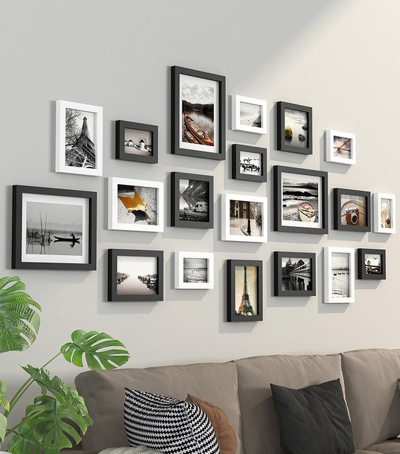 20 Pieces/set Wood Picture Frame Set Black White Retro Wall