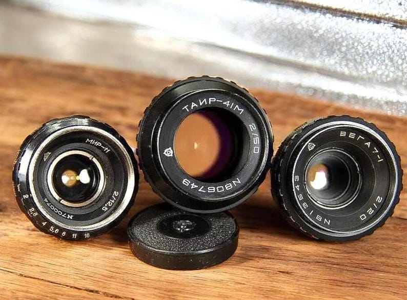 Vintage Soviet Lens Set for BMPCC – Mir-11M, Vega-7-1, Tair-41M | Kiev-16U Mount image 1