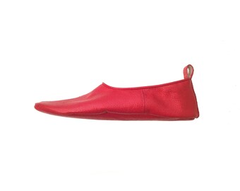 Red leather flats, ballet flats ,tabi socks,