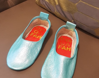Ballet flats, glove shoes, Indoor  leather flats (metallic)